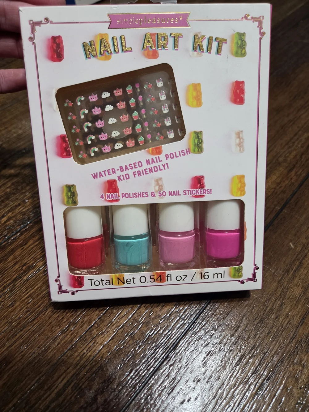Nail Art Kit for Kids - Pink, Teal, Red & Light Pink Polishes